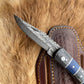 POCKET KNIFE Grey and Blue WOOD 6.5'' DAMASCUS STEEL KNI - The Mustard Seed Collection, The Seed