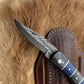 POCKET KNIFE Grey and Blue WOOD 6.5'' DAMASCUS STEEL KNI - The Mustard Seed Collection, The Seed