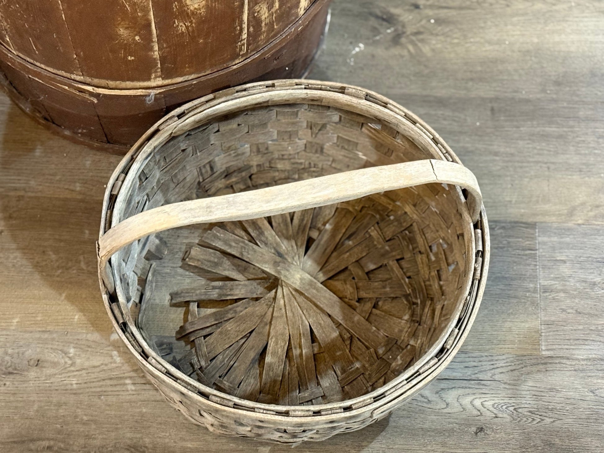 Primitive Hand-Woven Gathering Basket