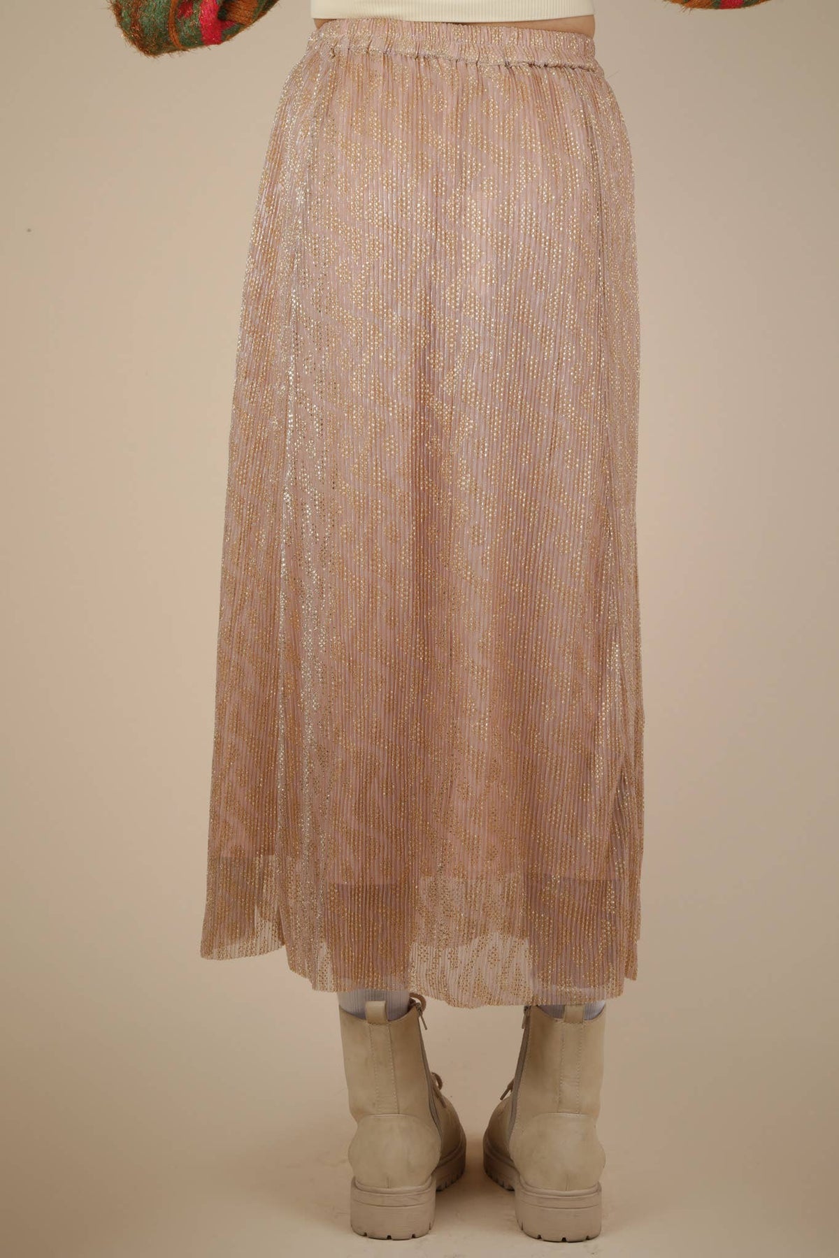 Printed Comfy Midi Skirt: CHAMPAGNESkirt
