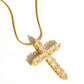 Raeven 18K Gold Non-Tarnish CZ Cross Necklace: Yellow Gold - The Mustard Seed Collection, The Seed