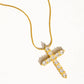 Raeven 18K Gold Non-Tarnish CZ Cross Necklace: Yellow Gold - The Mustard Seed Collection, The Seed