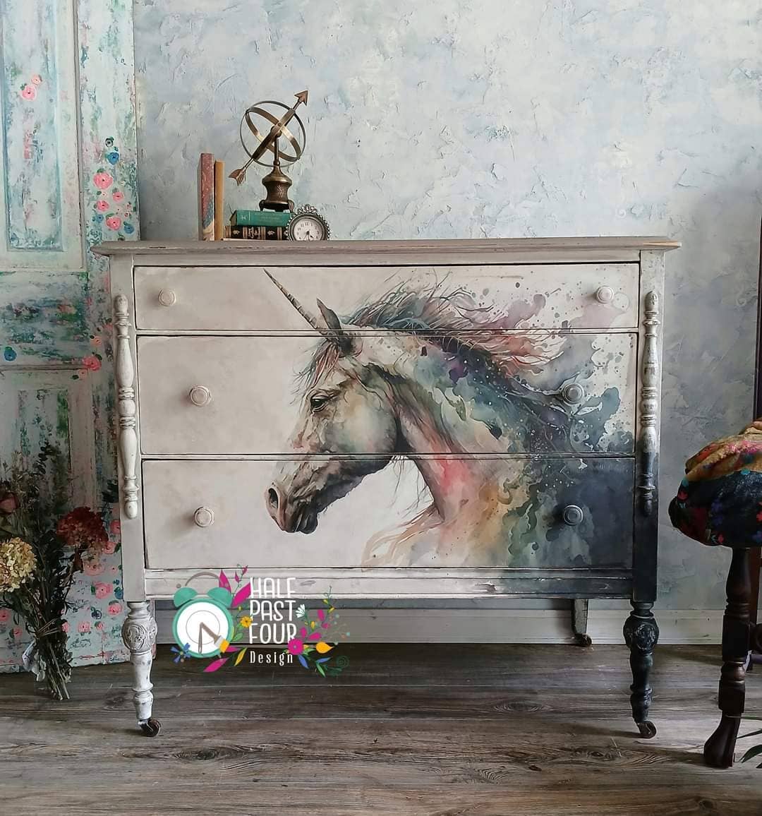 Rainbow Unicorn - A1 size large Decoupage Paper - The Mustard Seed Collection, The Seed