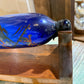 RARE Victorian Bristol Cobalt Blue Glass Rolling Pin Sailors Valentine w/ Custom Display Stand
