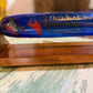 RARE Victorian Bristol Cobalt Blue Glass Rolling Pin Sailors Valentine w/ Custom Display Stand