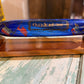 RARE Victorian Bristol Cobalt Blue Glass Rolling Pin Sailors Valentine w/ Custom Display Stand