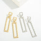 Rectangular Metal Drop Earrings With Pearl Stud Details - The Mustard Seed Collection, The Seed