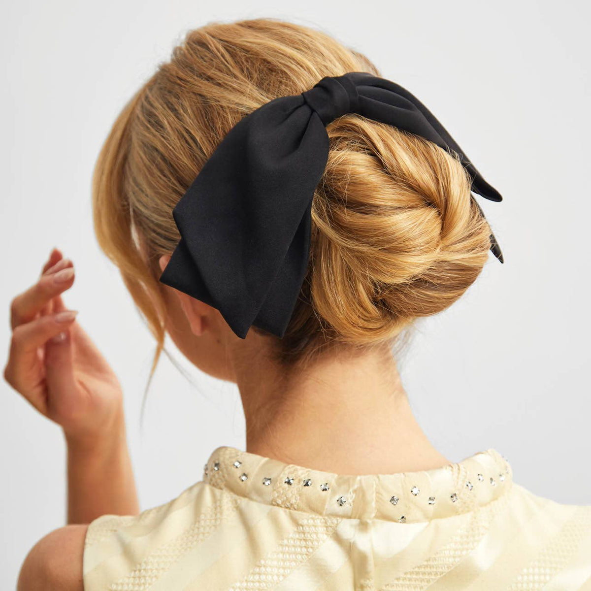 Recycled Fabric Bow Hair Clip 1pc- Black - The Mustard Seed Collection, The Seed