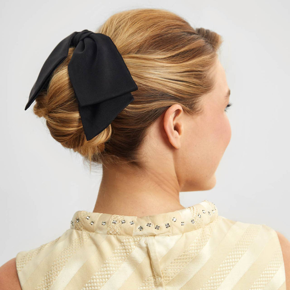 Recycled Fabric Bow Hair Clip 1pc- Black - The Mustard Seed Collection, The Seed