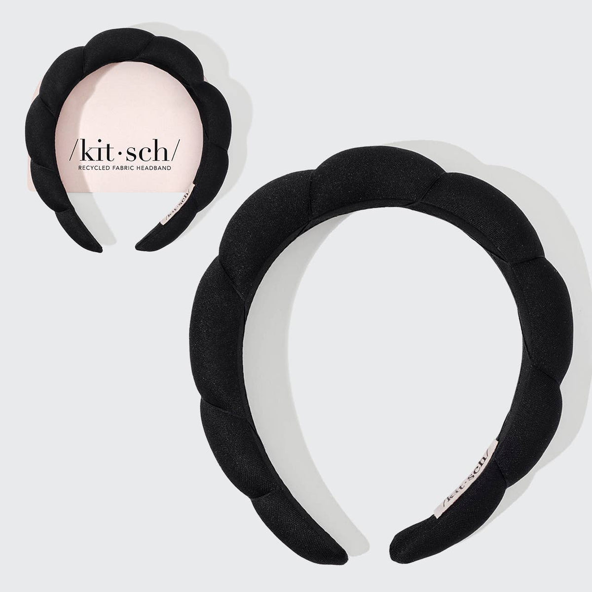Recycled Fabric Puffy Headband 1pc- Black - The Mustard Seed Collection, The Seed