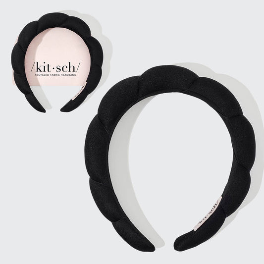 Recycled Fabric Puffy Headband 1pc- Black - The Mustard Seed Collection, The Seed