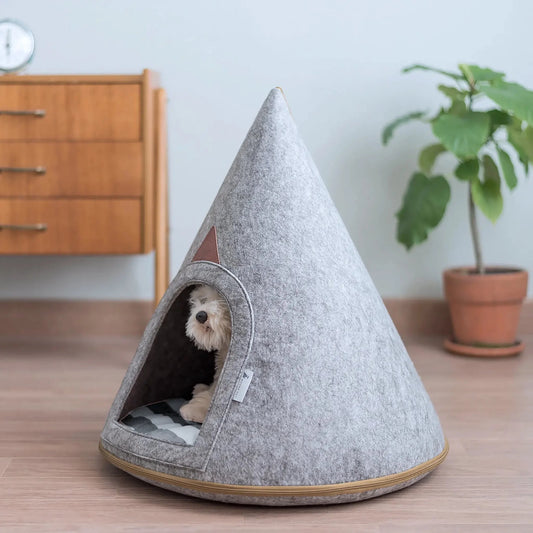 Recycled Felt Pet Cave (Gray) – Modern Foldable Dog House