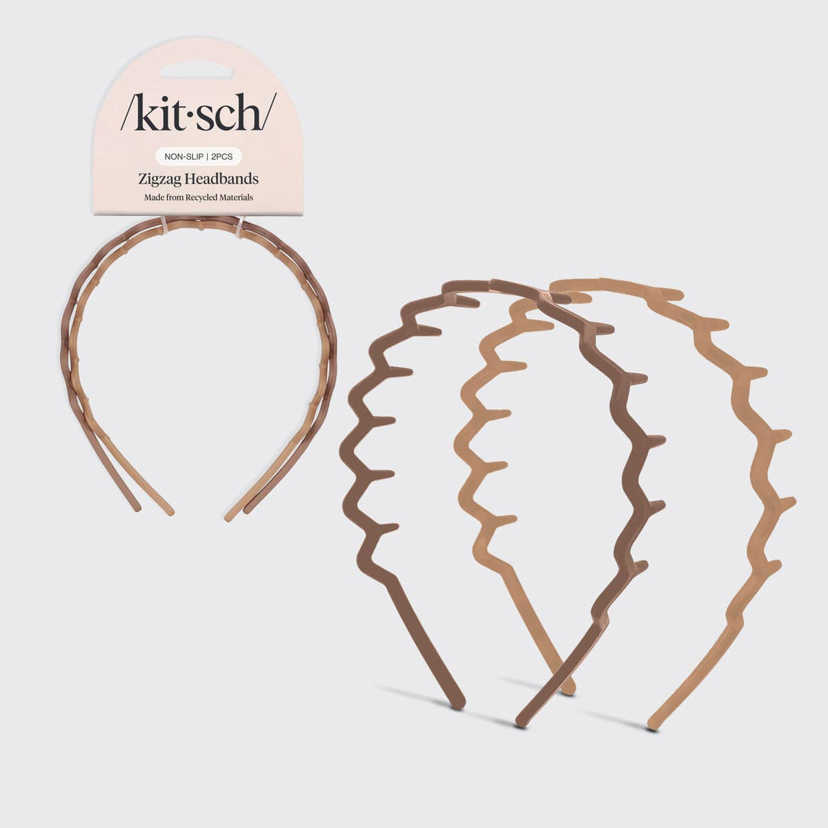 Recycled Plastic Zig Zag Headband 2pc - Neutral - The Mustard Seed Collection, The Seed