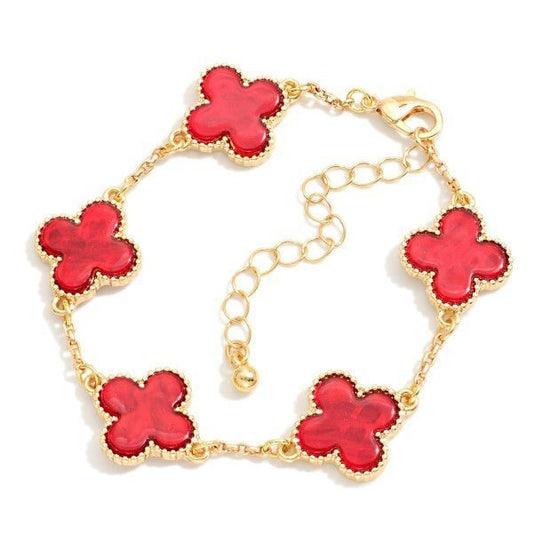 Red Linked Clover Bracelet - The Mustard Seed Collection, The Seed