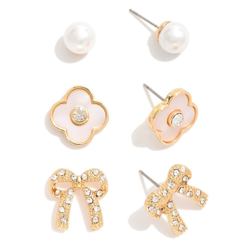 Rhinestone Bow Stud Earrings - The Mustard Seed Collection, The Seed