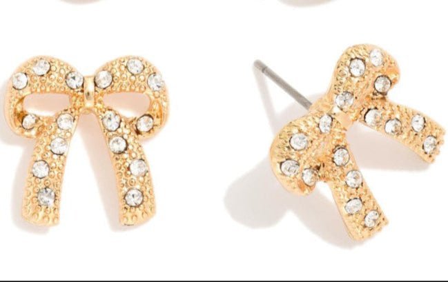 Rhinestone Bow Stud Earrings - The Mustard Seed Collection, The Seed