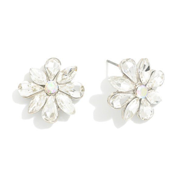 Rhinestone Flower Post Drop Earrings - The Mustard Seed Collection, The Seed