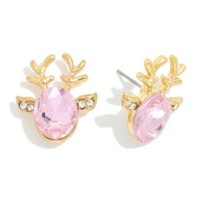 Rhinestone Reindeer Head Stud Earrings - The Mustard Seed Collection, The Seed