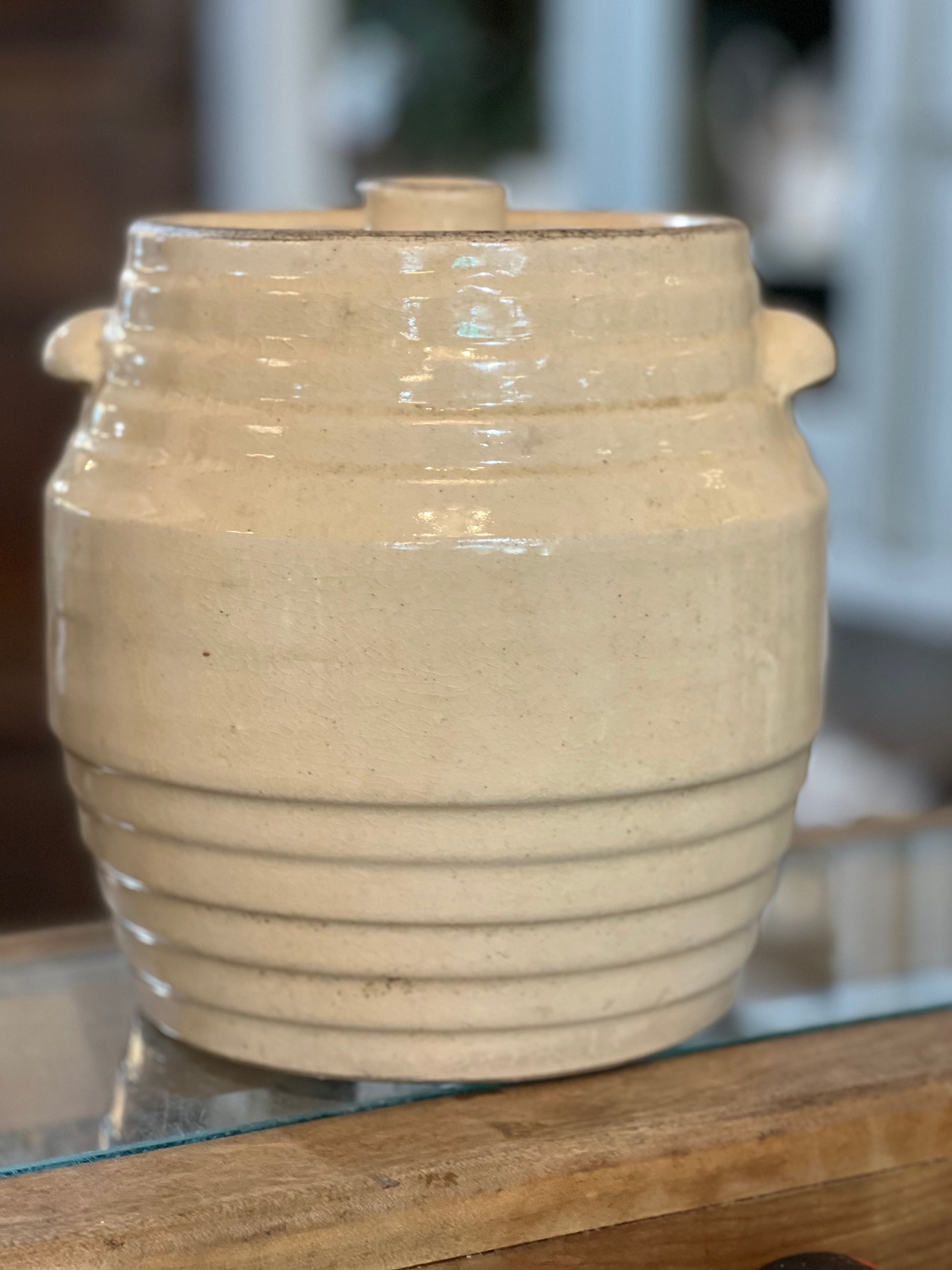 Robinson Ransbottom Morning Glory Spaulding's Cookies Advertising Jar Crock