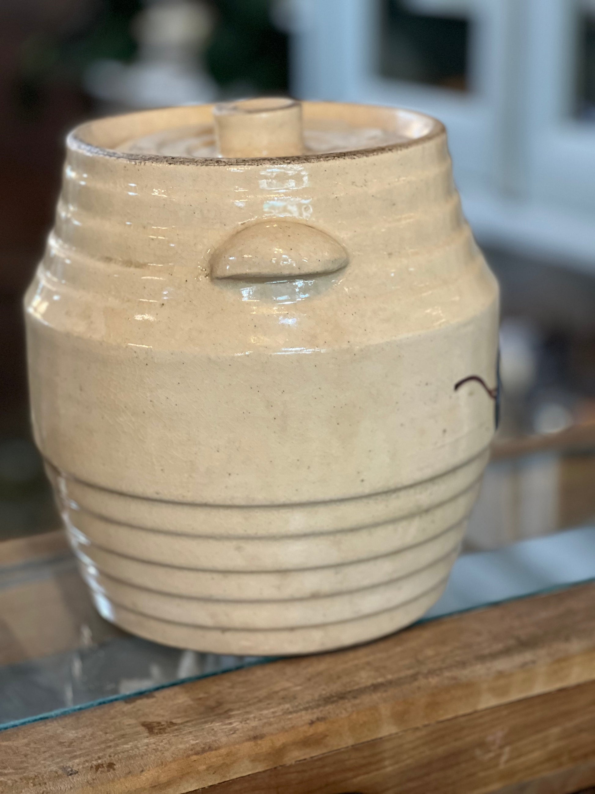 Robinson Ransbottom Morning Glory Spaulding's Cookies Advertising Jar Crock