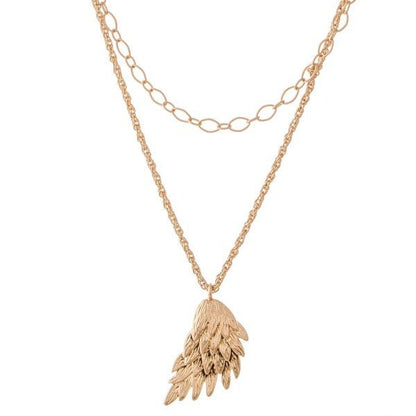 Rope Chain Layered Angel Wing Necklace - The Mustard Seed Collection, The Seed