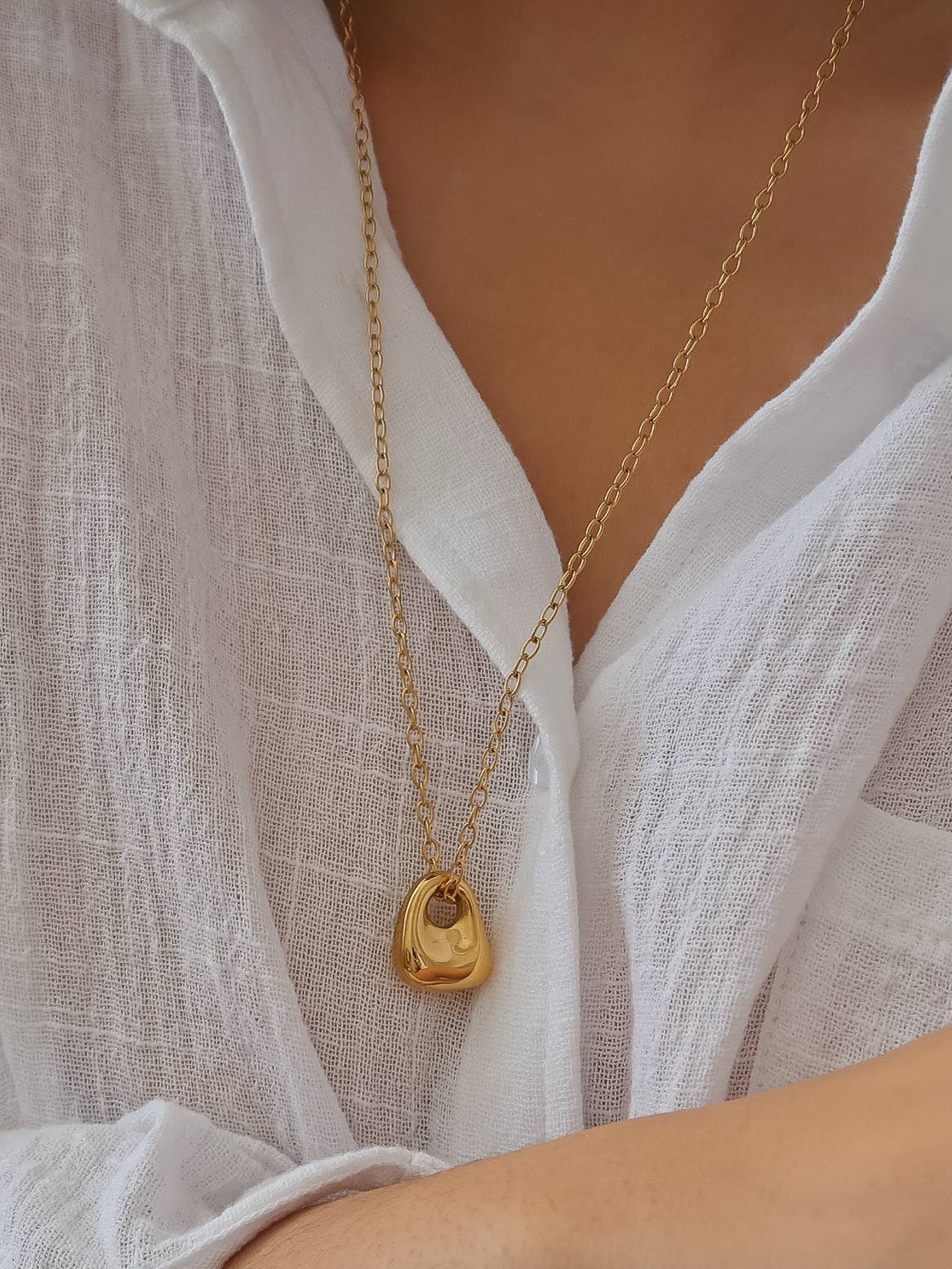 Rosélia 18K Gold Non-Tarnish Charm Necklace: Yellow Gold - The Mustard Seed Collection, The Seed