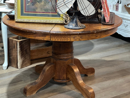 Round Oak Pedestal Table - The Mustard Seed Collection, The Seed