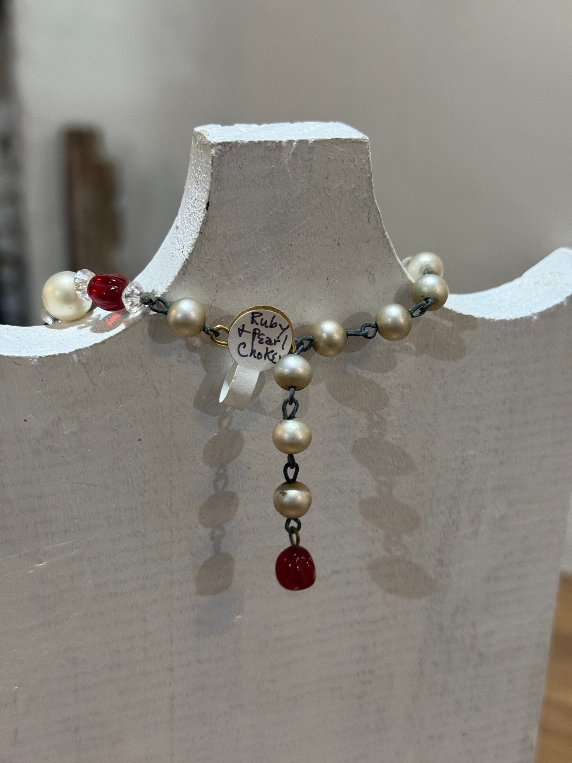 Ruby and pearl Choker