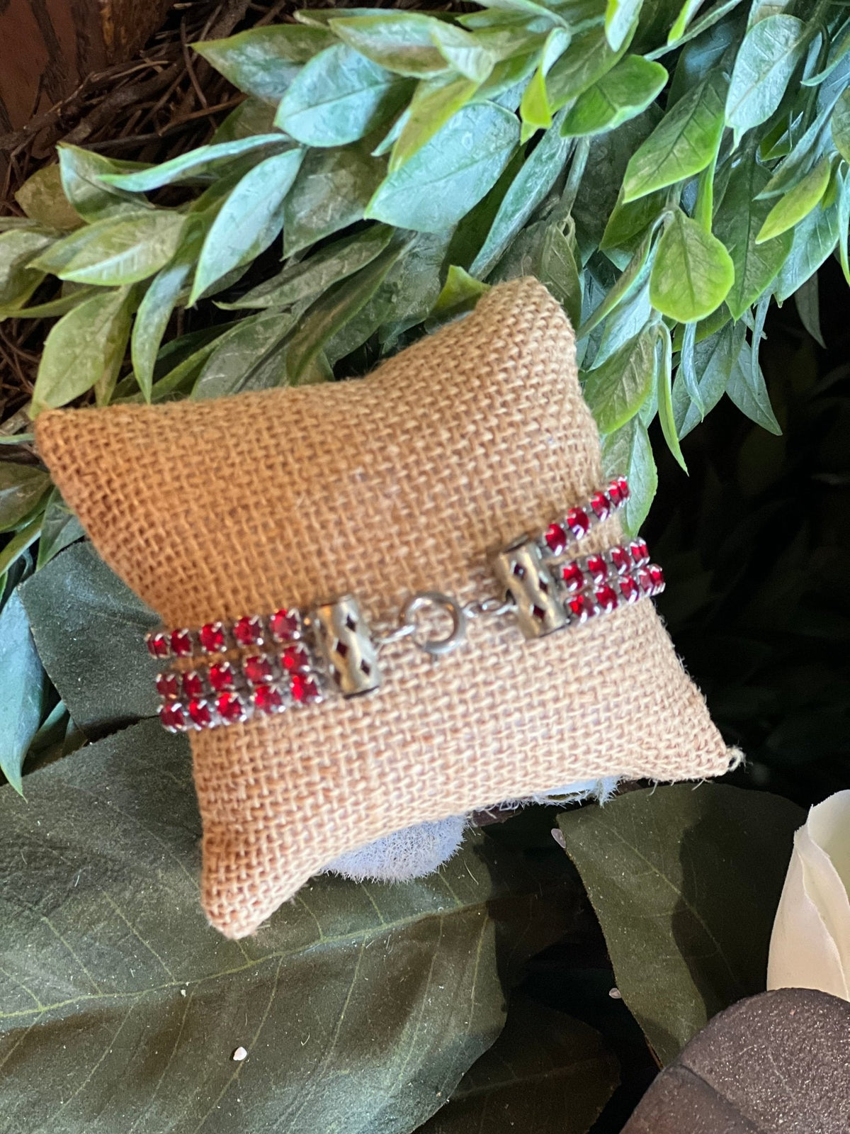 Ruby-Red Triple-Strand Rhinestone Bracelet - The Mustard Seed Collection, The Seed