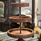 Rustic 3-Tier Wooden Serving Tray with Live-Edge Bark Trim (24" x 12")home decor
