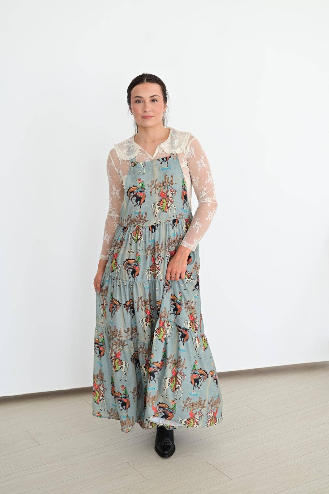 Sage Howdy Overall Dress