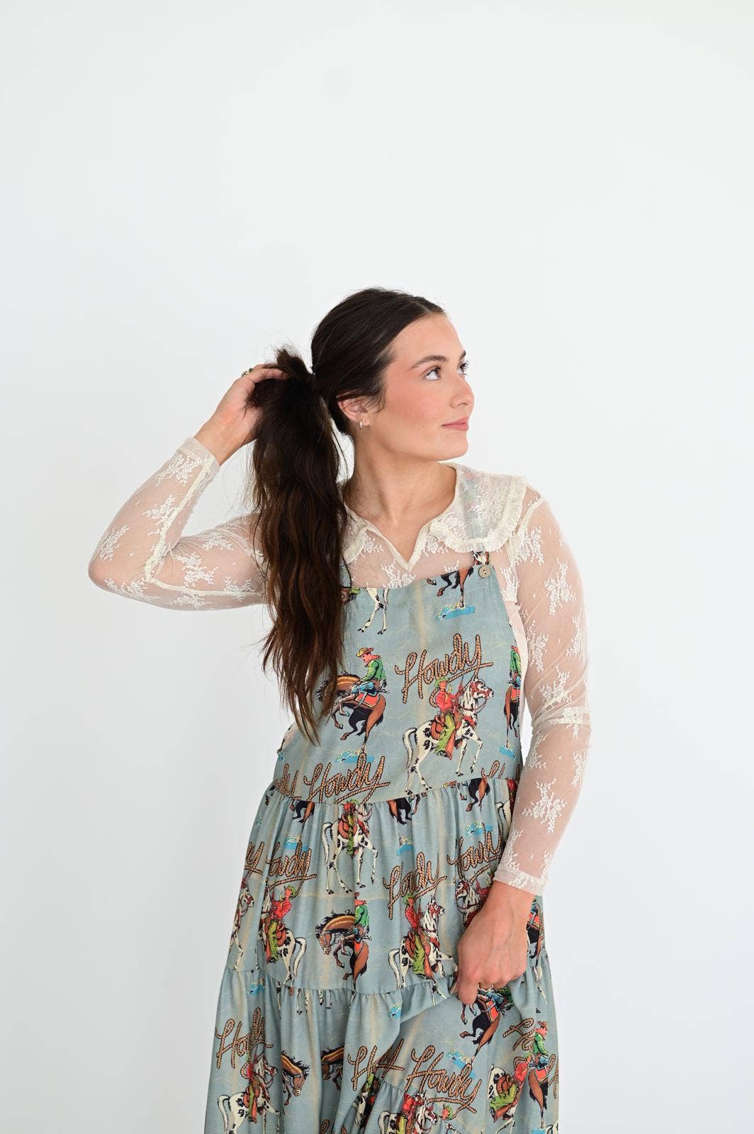 Sage Howdy Overall Dress