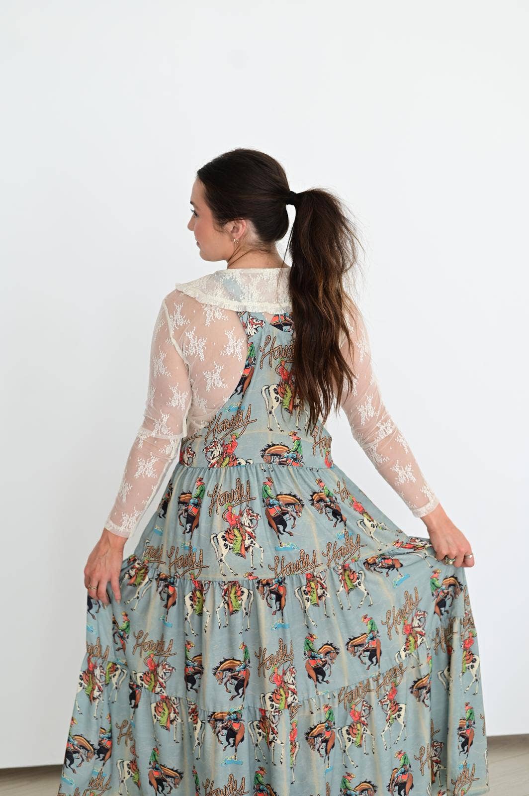 Sage Howdy Overall Dress