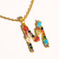 Salomé 18K Gold Non-Tarnish Colorful CZ Initial Necklace: Multi-Colored / M - The Mustard Seed Collection, The Seed