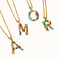 Salomé 18K Gold Non-Tarnish Colorful CZ Initial Necklace: Multi-Colored / M - The Mustard Seed Collection, The Seed