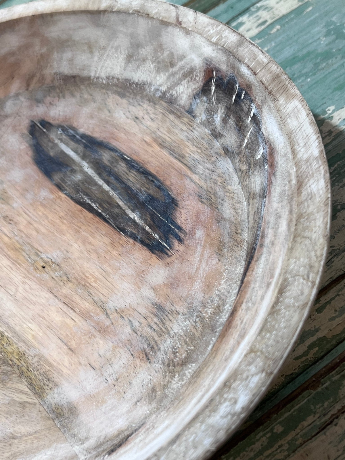 Salvage Wooden Bowl - White Washed - The Mustard Seed Collection, The Seed