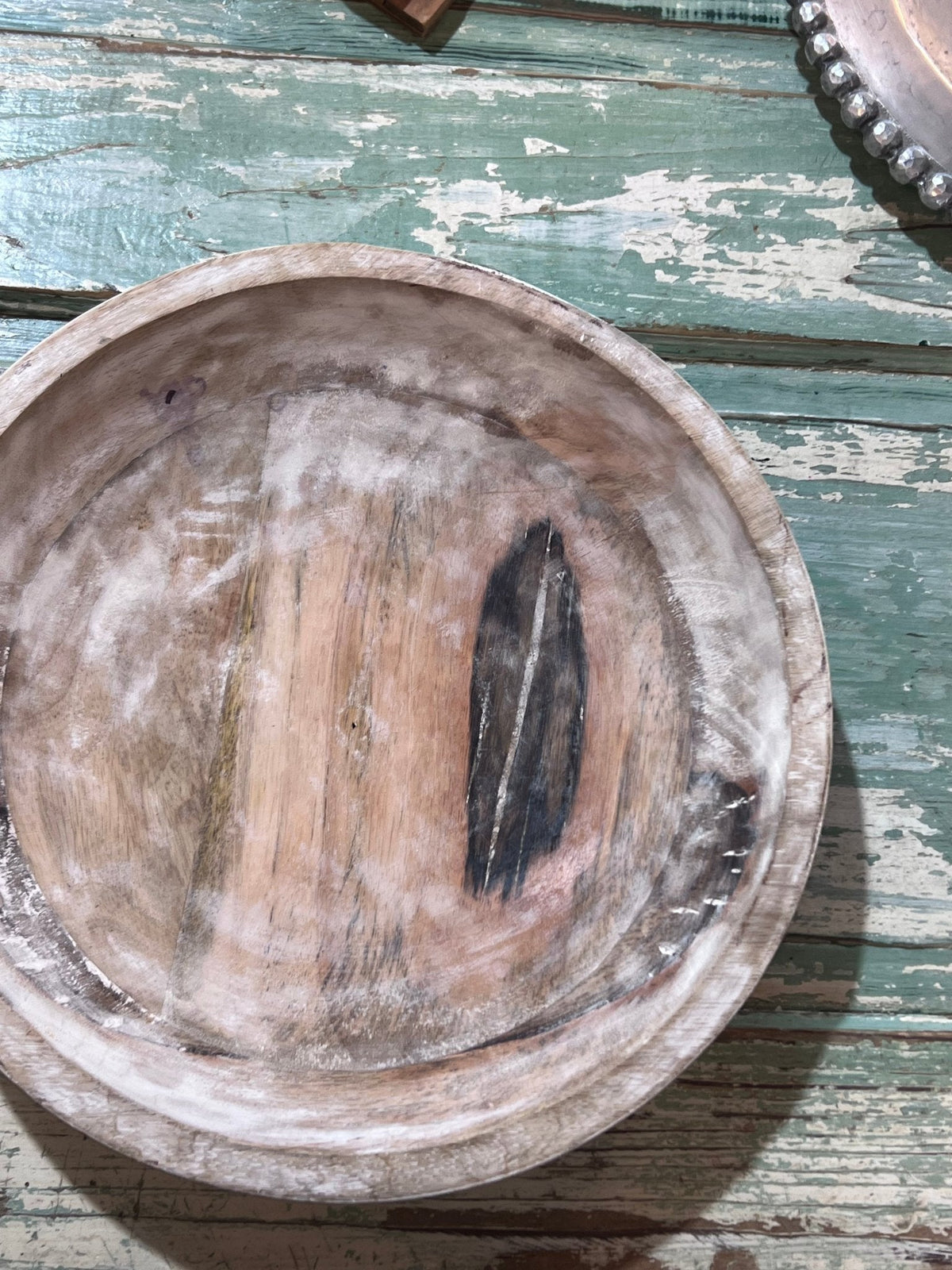 Salvage Wooden Bowl - White Washed - The Mustard Seed Collection, The Seed