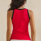 Seamless Reversible High Neck Contrast Trim Tank Top: Red/Black / OS Yelete