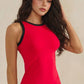 Seamless Reversible High Neck Contrast Trim Tank Top: Red/Black / OS Yelete