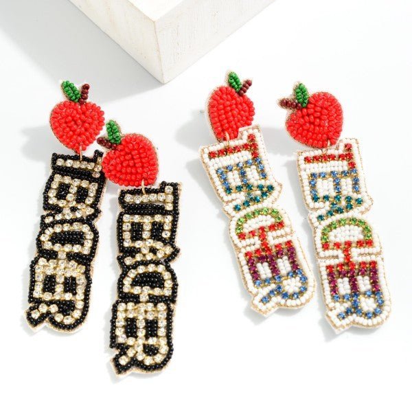 Seed Bead and Rhinestone Teacher Drop Earrings - The Mustard Seed Collection, The Seed