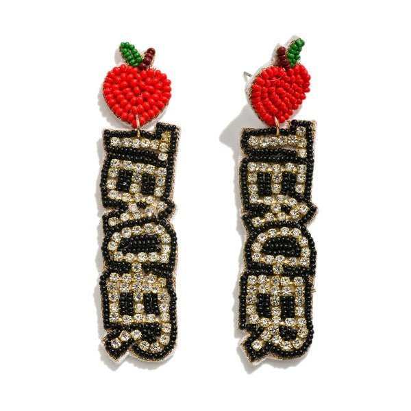 Seed Bead and Rhinestone Teacher Drop Earrings - The Mustard Seed Collection, The Seed