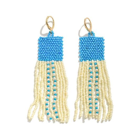 Seed Bead Color Block Tassel Drop Earrings - The Mustard Seed Collection, The Seed