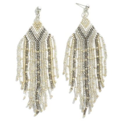 Seed Bead Tassel Drop Earrings - The Mustard Seed Collection, The Seed