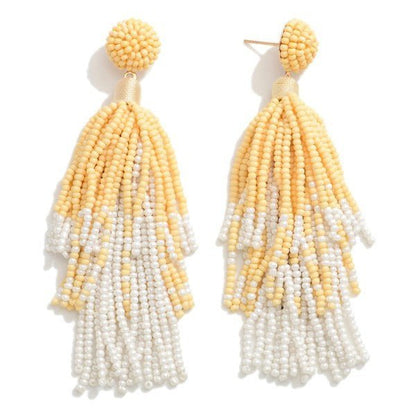 Seed Beaded Tassel Drop Earrings - The Mustard Seed Collection, The Seed
