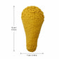 A textured yellow cone-shaped object centered on a white background, with measurement arrows and labels indicating a height of 12 cm (4.72 in) and a width of 7 cm (2.