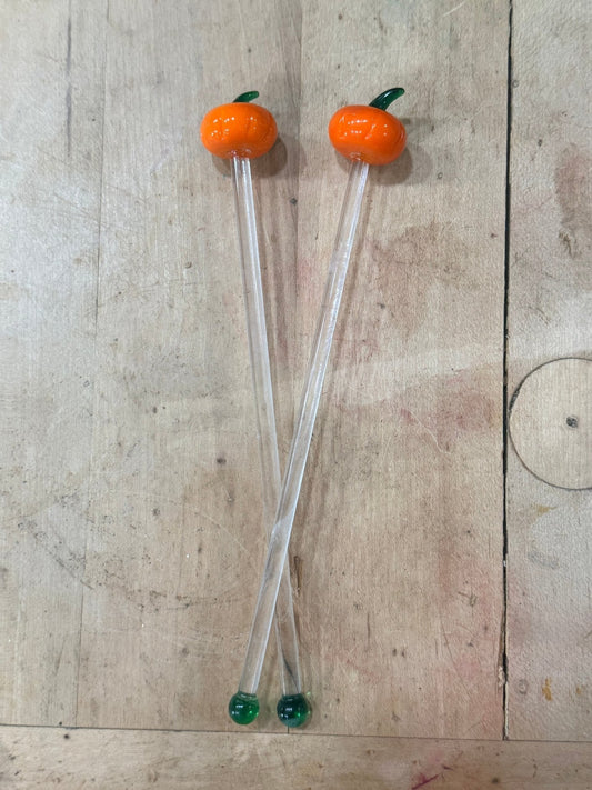Set of 2 Pumpkin Cocktail Stirrers 