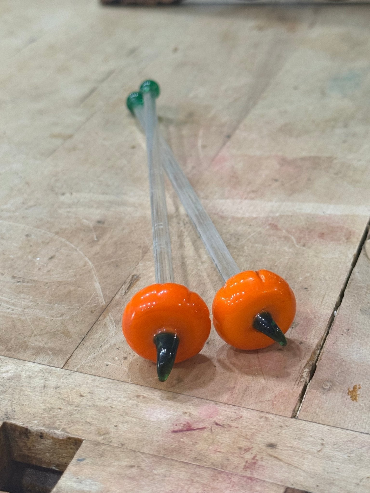 Set of 2 Pumpkin Cocktail Stirrers 
