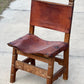 Set of 2 Spanish-Style Leather & Wood Chairs - The Mustard Seed Collection, The Seed