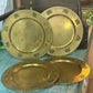 Set of 4 Vintage Brass Charger Plates with Palmette Cutouts 