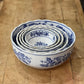 Set of Five Graduate Antique German Blue Onion Bowls - The Mustard Seed Collection, The Seed